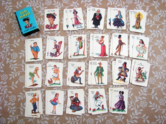 q card bill payment Playing Miniature Whitman Peter Old Maid Vintage Pan Cards