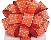 Orange DOT -Halloween Ribbon with Black - Wreath Supply FaNcY Satin Wired Ribbon Pretty Packages and Gifts - Hairbows - Giftwrap - Bows Il_170x135