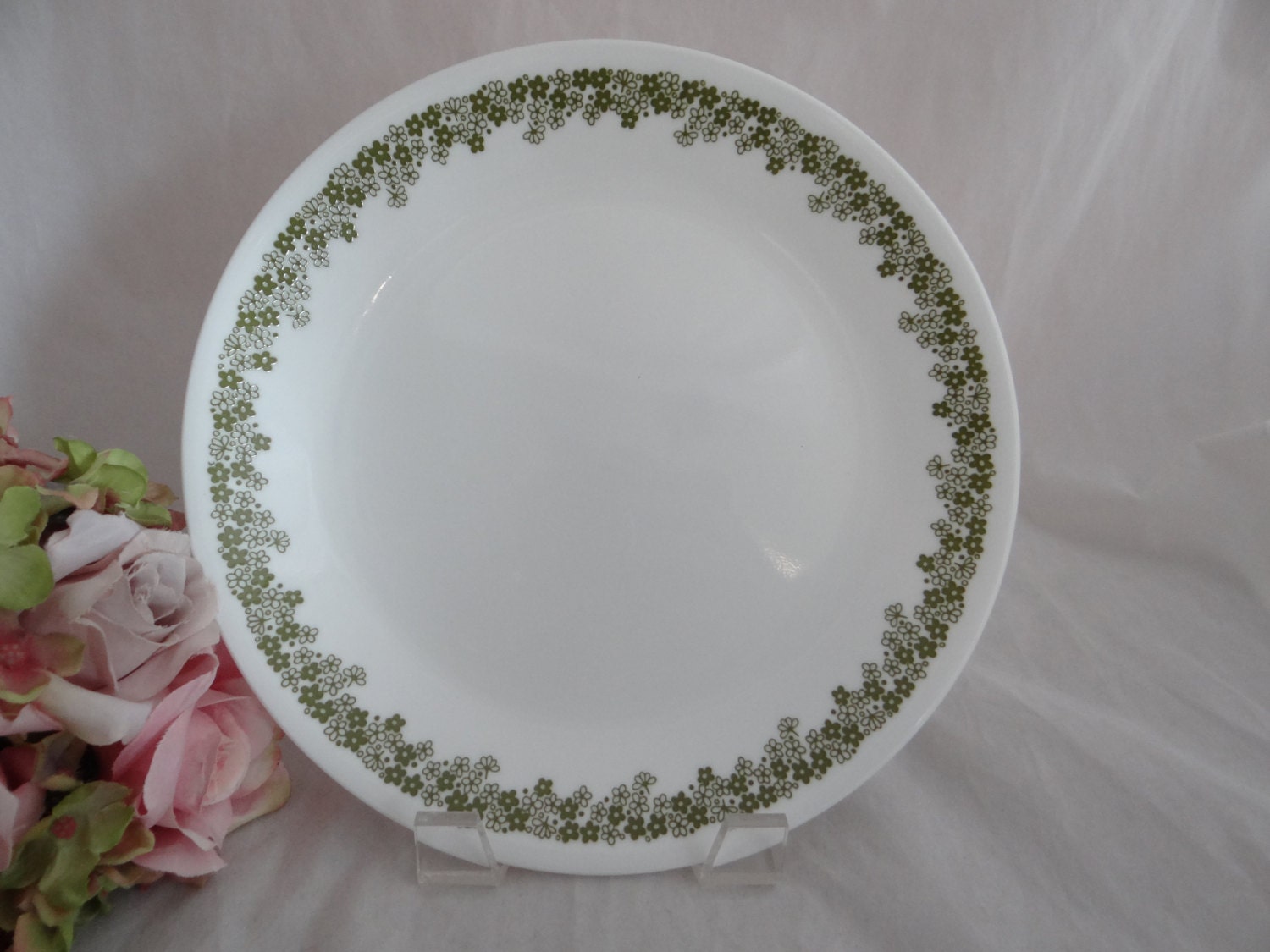 Green Crazy Daisy or Spring Blossom Corelle Salad Plate Mid