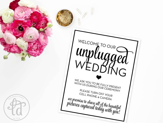 unplugged wedding sign printable