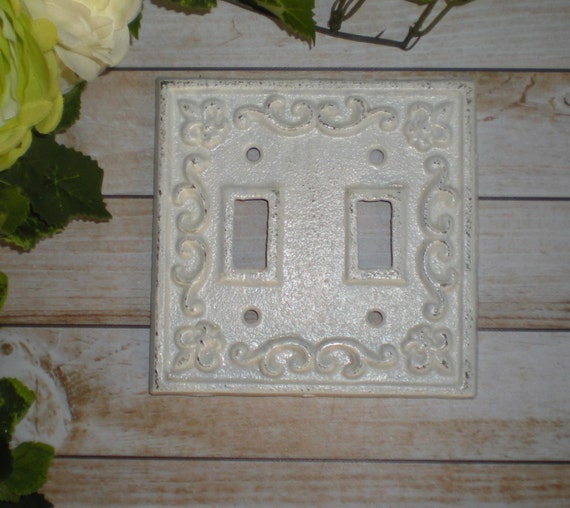 White /Decorative Light Switch Plate/ Double by FromShab2Chic