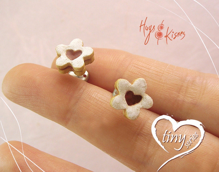 Tiny Jam Cookie Earrings Sugar Cookie Studs by HugsKissesMINI