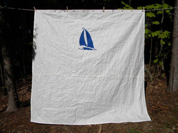 Recycled Sail Shower Curtain one of a kind by SailAgainBags