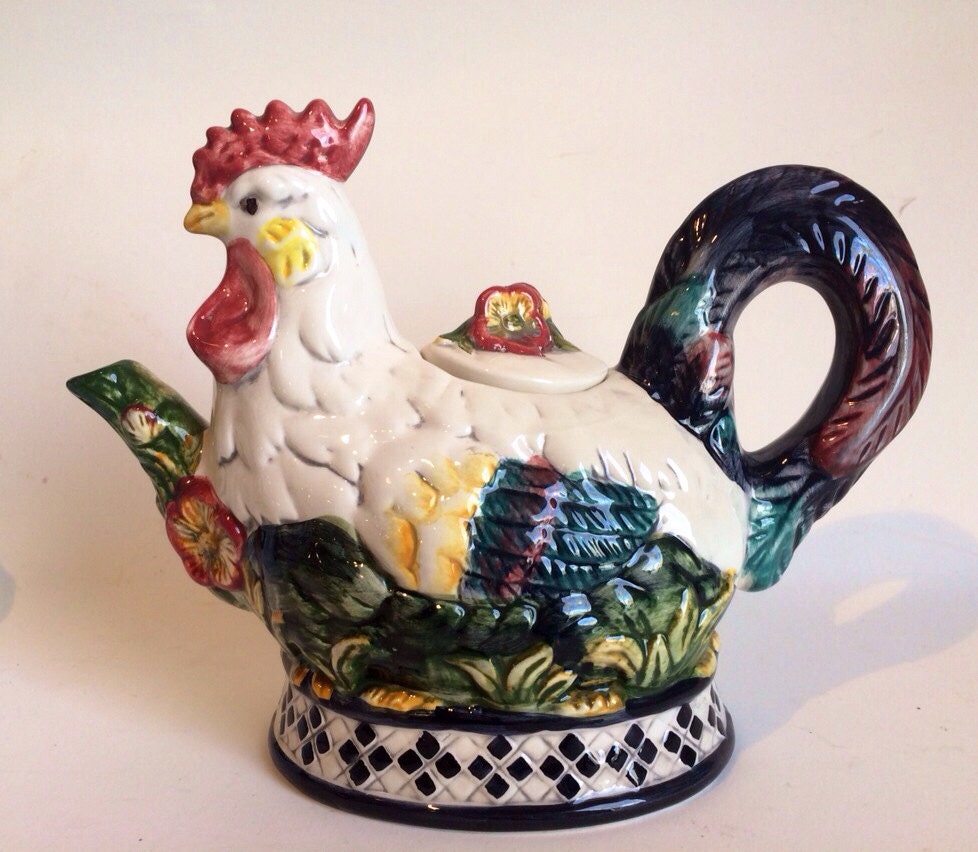 Rooster Teapot 1998 Vintage by CBK Country by VintageLoveAntiques