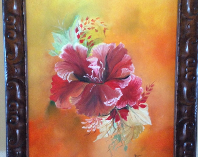 Hibiscus Painted with Oils