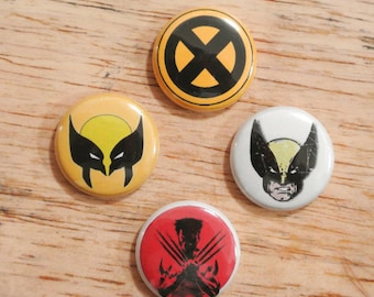 Wolverine 1" Button Set of 4 Marvel Universe X men Logan Weapon X Xforce