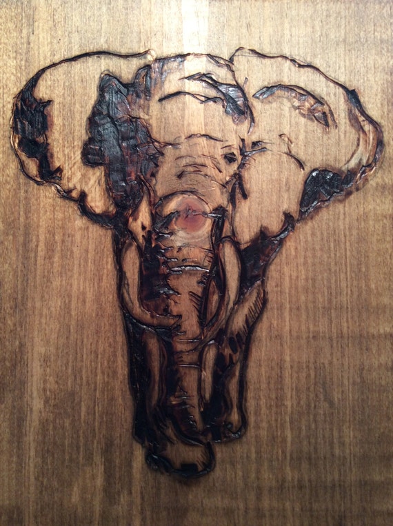 Items similar to Elephant Design Hand Burned and Carved Wood Block on Etsy