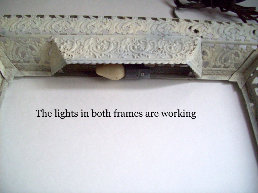 Vintage Tin Frames Lighting Set of 2 Hollywood Regency Metal