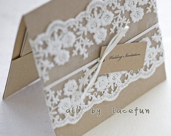 embroidered lace trim for wedding invitation, wscx004b