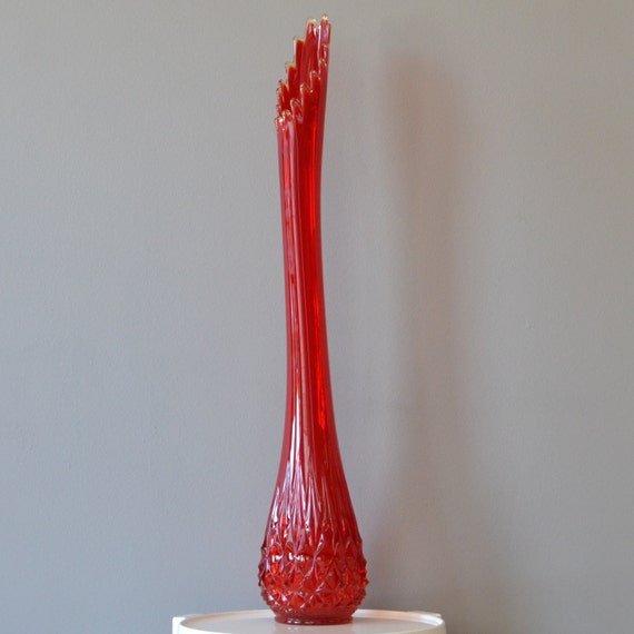 Large Mid Century Red Floor Vase by TwoGuysVintage on Etsy