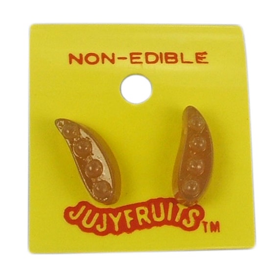 Jujyfruits Gum Fruit Candy Earrings Anise Brown Vintage 1970s