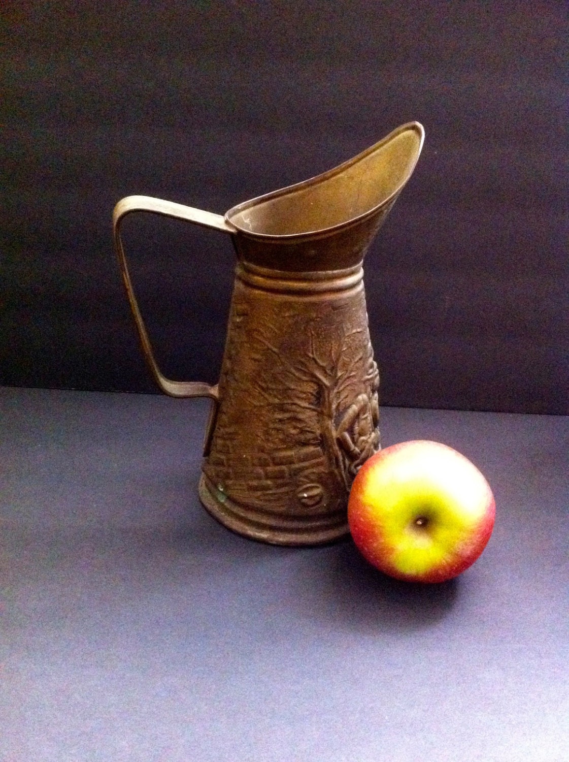 Antique Tarnished Brass Jug / Pitcher English Pub Hearth Haute Juice