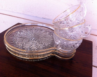 Vintage Glass Snack Set Of 3