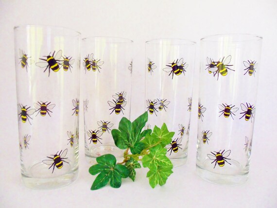 Bumble Bee Tumblers Drinking Glasses Barware Hornets Wasps