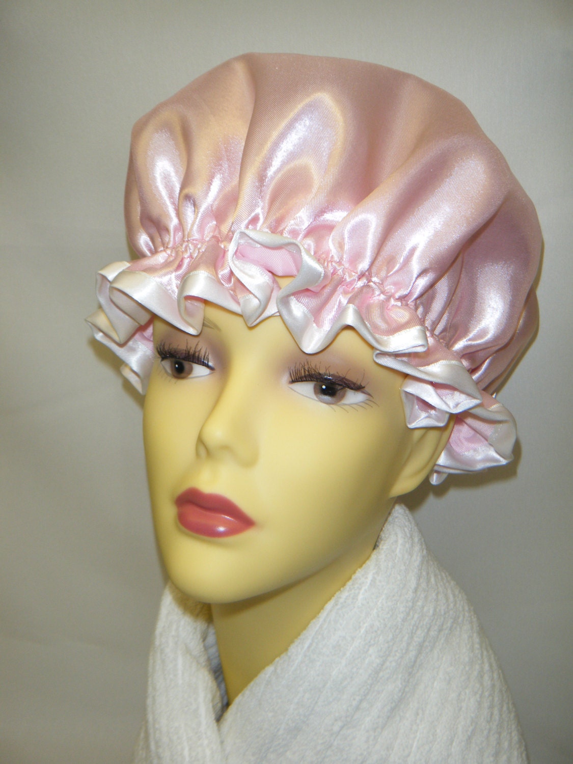 Baby Pink Satin Shower Cap