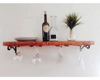 Hand Carved Cedar Wood Wine Shelf