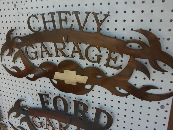 Items similar to Cnc Metal Cut Chevy Garage Sign 30