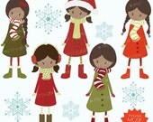 80% OFF SALE winter christmas girls clipart commercial use, vector graphics, digital clip art, digital images - CL562 Il_170x135