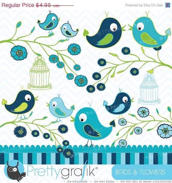 40% OFF SALE Birds and Flowers clipart commercial use, vector graphics, digital clip art, digital images - CL424 Il_570xn