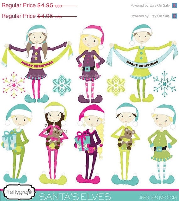 60% OFF SALE christmas elves clipart commercial use, vector graphics, digital clip art, digital images - CL419 Il_570xn