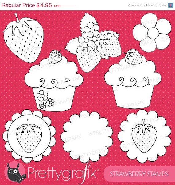 80% OFF SALE strawberry digital stamp commercial use, vector graphics, digital stamp, digital images - DS505 Il_570xn