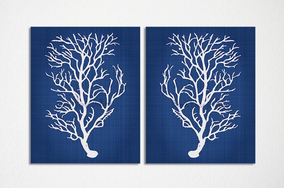 paper prints for watercolor Home Prints, Navy Print, Two , Custom Coral of Colors Blue Set Decor,
