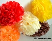 Fall Tissue Paper Pom Poms, Set of 10 Orange Yellow Brown Red Ivory Tissue Pom Poms, Thanksgiving, Fall Harvest, Fall Party, Fall Wedding Il_170x135