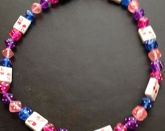 Beautiful and Unique Handmade Card and Dice Bead Necklace
