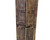Brown Patina Chakra Carved From India/Cabinet Furniture rustic Old Door Armoire