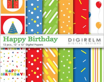 Happy Birthday Digital Paper Pack/Set