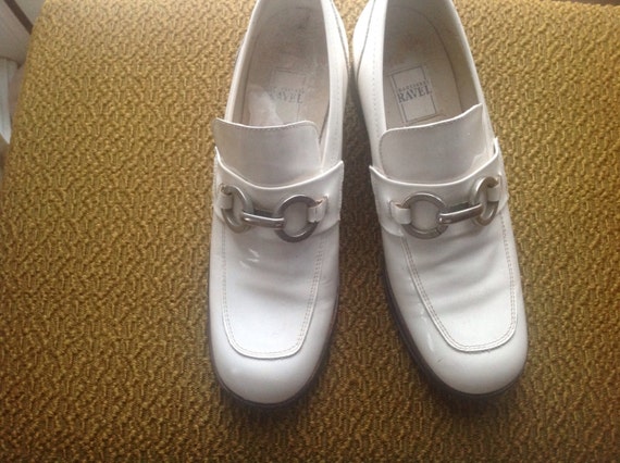 1970s RAVEL White Patent Leather MOD SHOES. by Dabberdecades