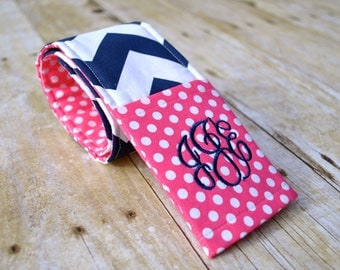 Monogrammed chevron camera strap cover (hot pink/navy)