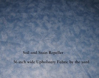 Blue Upholstery Fabric by the Yard Blue, Interior Designer Blue Fabric - Soil Stain Repeller - VAT Dye Protected