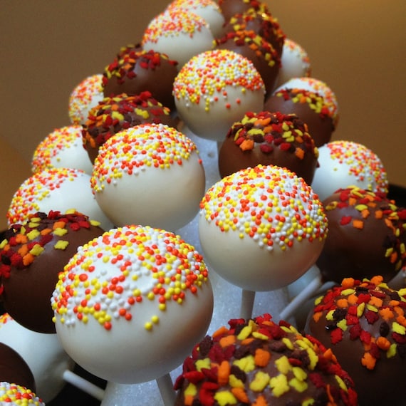 12 Fall Leaves Cake Pops for Autumn October by SweetWhimsyShop