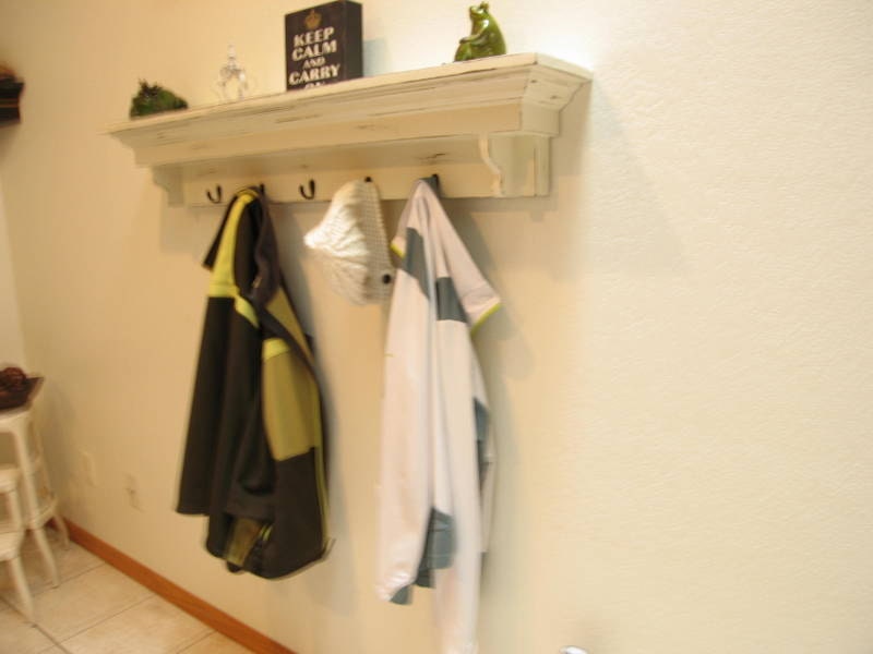 Coat Hook Shelf in Antique White Entryway Shelf with Hooks
