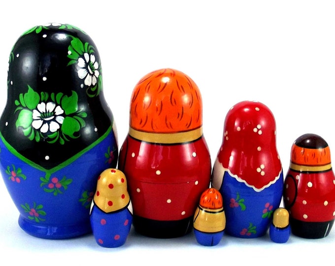Sale Nesting doll 7 pcs Pets. Russian matryoshka. Birthday or christmas gift and present. Handmade dolls. Home decor souvenir