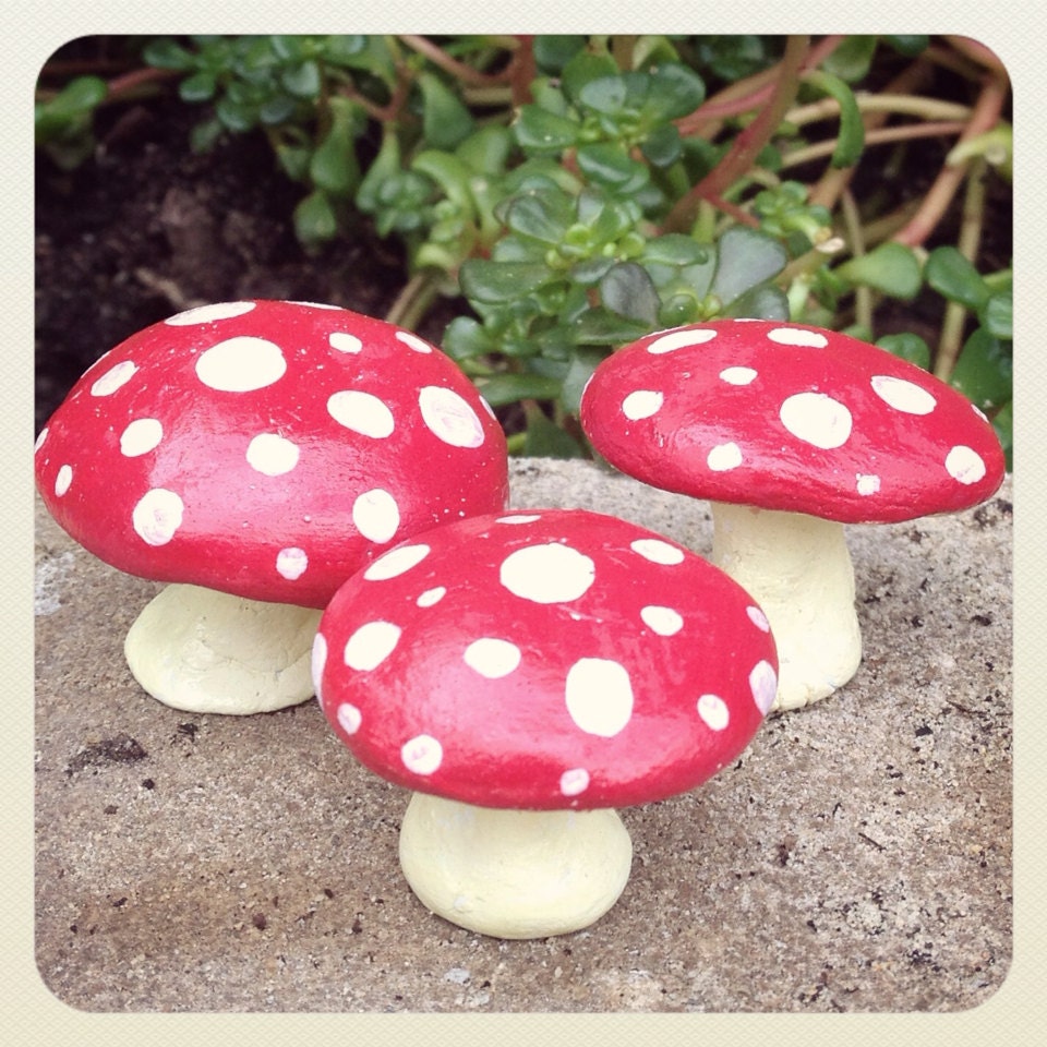 Handmade Clay Toadstool Ornaments hand painted.