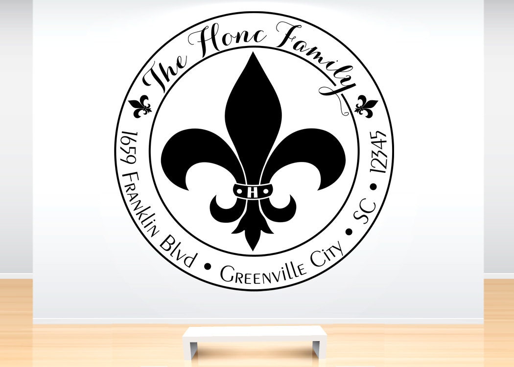 Fleur De Lis Return Address Custom Rubber Stamp by Designologist