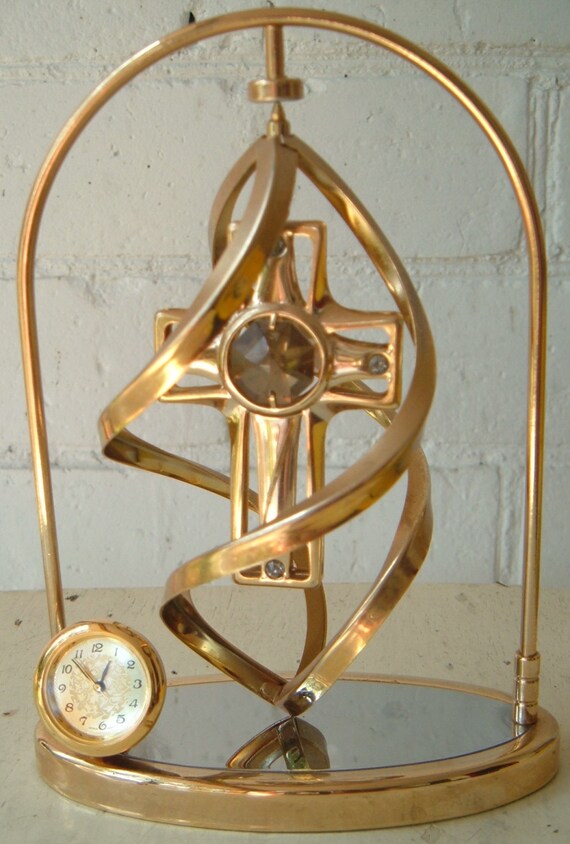 Crystocraft clock and cross vintage clock clock and cross