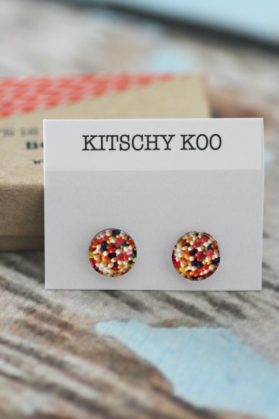 FREE POSTAGE - Sprinkles - Hundreds And Thousands - Fairy Bread Earrings - Surgical Steel Free Postage - Sensitive Ears