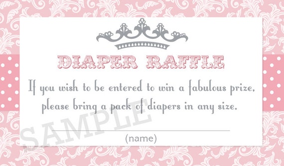 Pink Damask Princess Baby Shower Diaper Raffle Tickets - Printable File Il_570xn