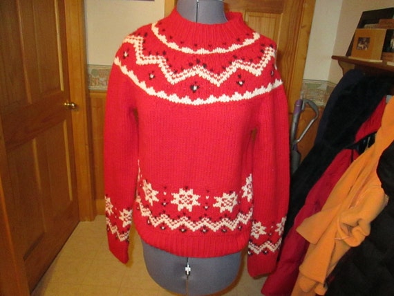 Ladies Nordic Red J Crew 90 wool 10 cashmere awesome sweater