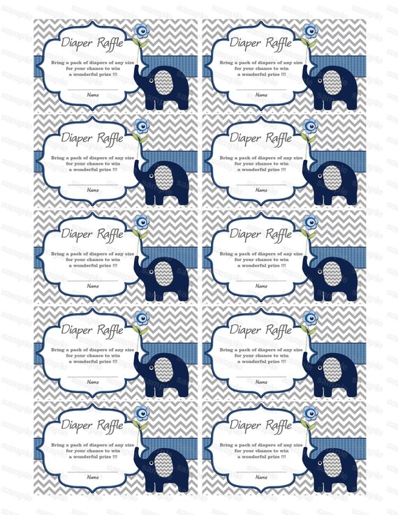 elephant baby shower games diaper raffle ticket diaper raffle