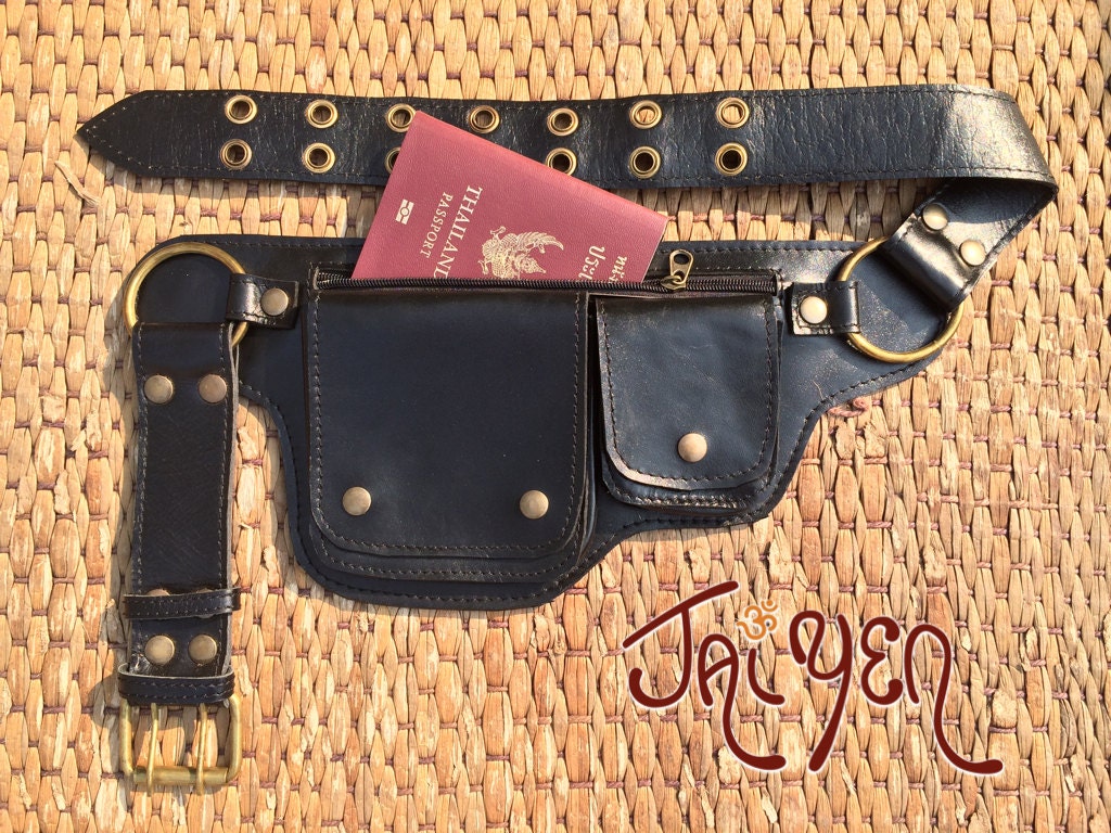 Utility Belt - Leather Belt Bag -  The Hipster - 3 Colors - Iphone wallet, Passport Pocket,Travel Belt,Steampunk,Fanny Pack, Hip Purse