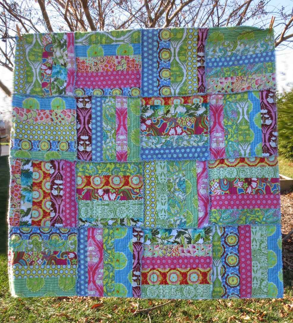 Rag Quilt Throw Cotton Soul Blossom fabric collection by