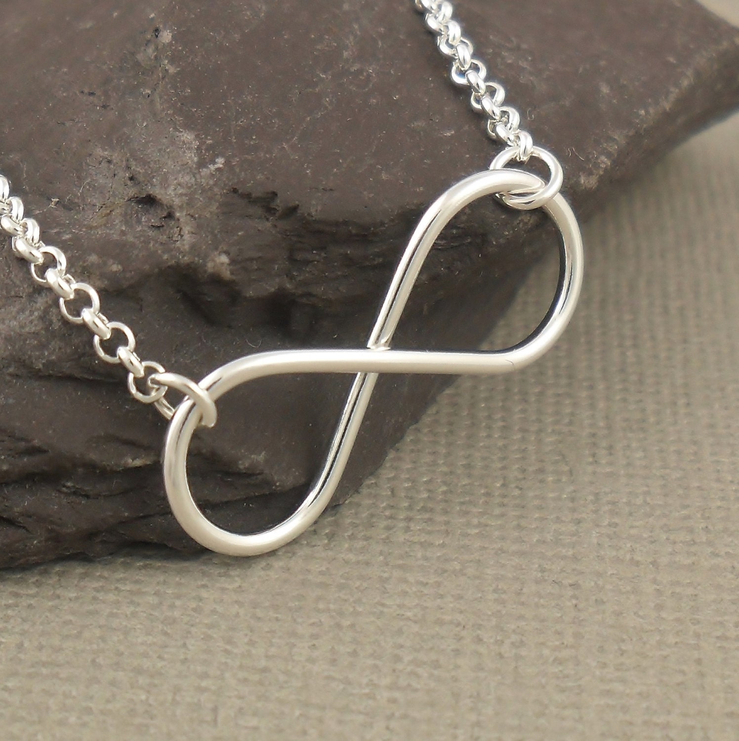 Large Infinity Necklace Sterling Silver Necklace 925