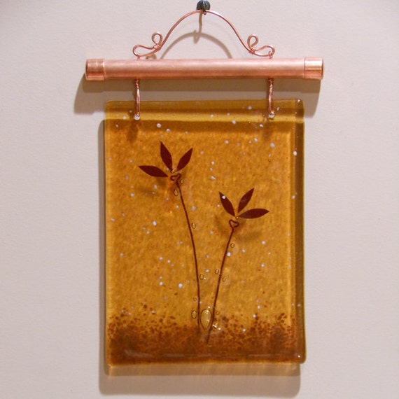 Fused Glass Wall Hanging Two Flowers