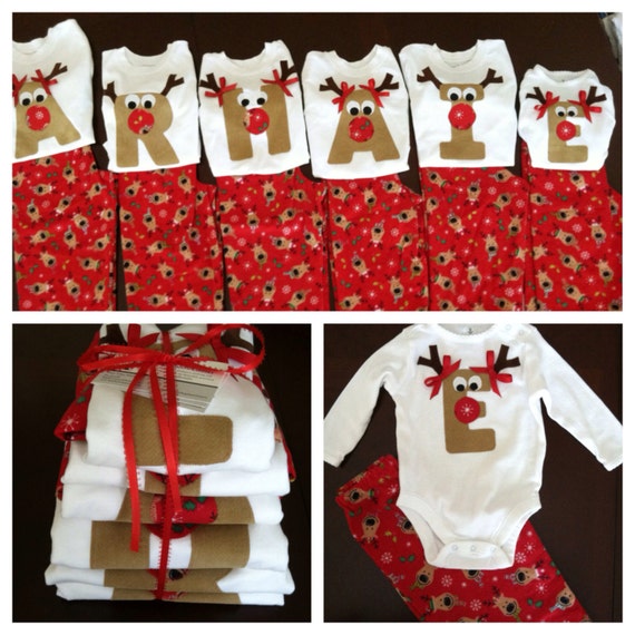 Christmas Pajama Set, Snowflake, Reindeer, Striped Flannel 