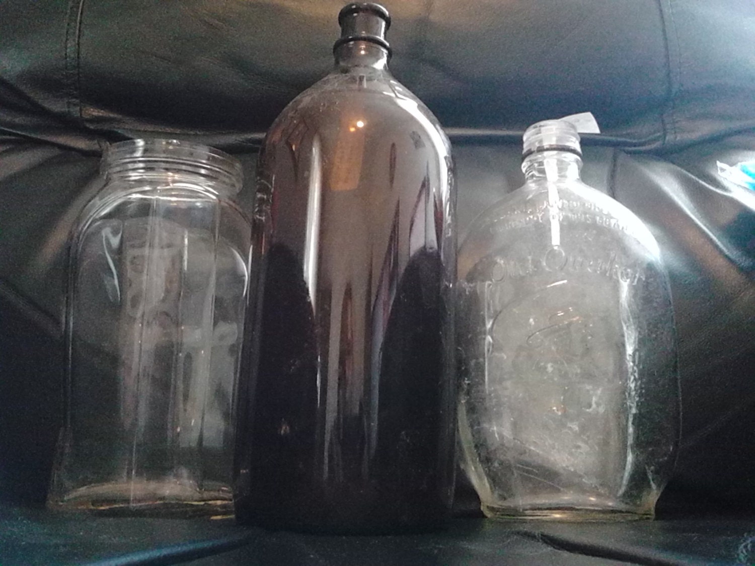 Vintage Dug Bottles and Jar Old Quaker Flask by EcoArtBygreenmari