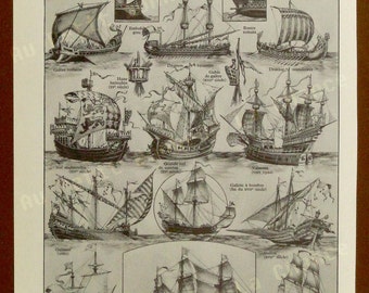 Print - Ships - French Illustration - 1963